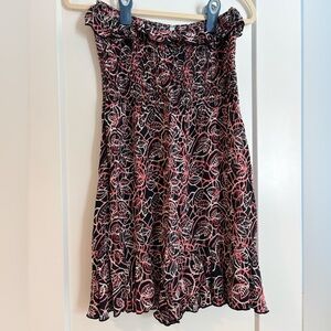 Strapless Vanilla Bay Black and Pink Abstract Dress